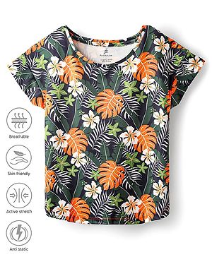 Pine Active Half Sleeves T-Shirt With Floral Print - Multicolour