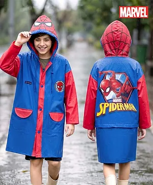 Pine Kids Marvel Full Sleeves Hooded
                              Spider-Man Raincoat - Blue & Red