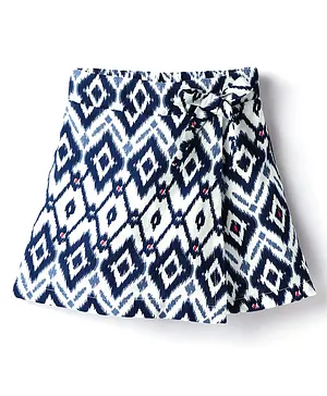 CrayonFlakes Rayon Woven Ikat Printed
                              Skort - Off White