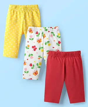 Babyhug Cotton Knit Three Fourth
                              Leggings With Floral & Polka Dot Print
                              Pack Of 3 - Red Yellow & White