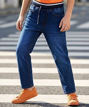 Pine Kids Denim Woven Full Length Washed Jeans - Navy Blue