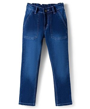 Pine Kids Denim Woven Full Length Washed Jeans - Navy Blue