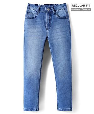 Pine Kids Denim Woven Full Length Washed Jeans - Navy Blue