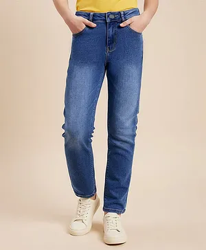 Pine Kids Denim Woven Full Length
                              Washed Jeans - Navy Blue