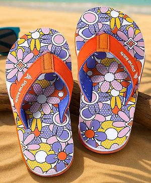 Pine Kids Slip On Flip Flops with Floral Print - Multicolor
