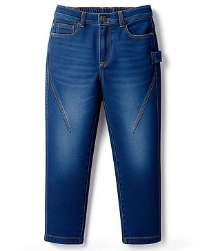 Pine Kids Denim Woven Full Length Washed Jeans - Navy Blue