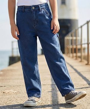 Pine Kids Denim Full Length Washed Jeans - Navy Blue