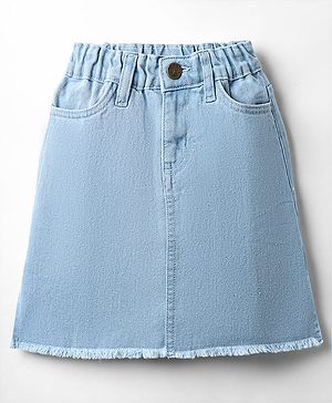 Pine Kids Woven Above Knee Length Washed Denim Skirt - Light Blue