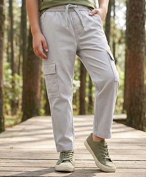 Pine Kids Woven Full Length Solid Color Trouser with Pockets - Beige