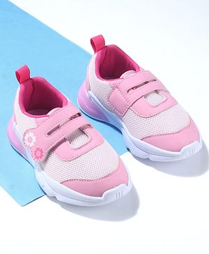Cute Walk by Babyhug Sneaker Shoes With Velcro Closure & Floral Print - Pink