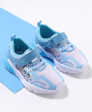 Cute Walk by Babyhug Velcro Closure Sneaker Shoes with Vehicle Patch - Blue