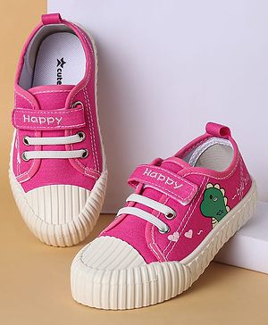 Cute Walk by Babyhug Casual Shoes with Velcro Closure & Dino Print - Fuchsia