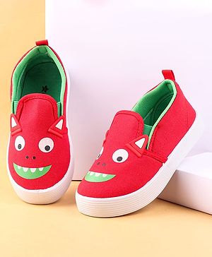 Cute Walk by Babyhug Slip On Casual Shoes with Monster Print - Red
