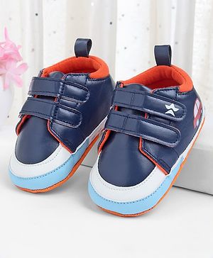 Cute Walk by Babyhug Velcro Closure Booties With Vehicle Print - Navy Blue