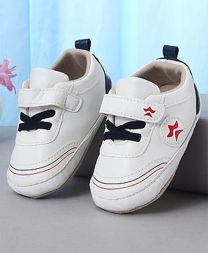 Cute Walk by Babyhug Velcro Closure Booties With Lace Detailing - White