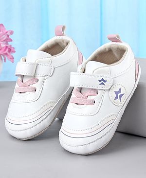 Cute Walk by Babyhug Velcro Closure Booties With Lace Detailing - Pink