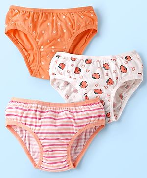 Babyhug 100% Cotton Stripes Floral & Tropical Theme Printed Panties Pack Of 3 - Multi Colour