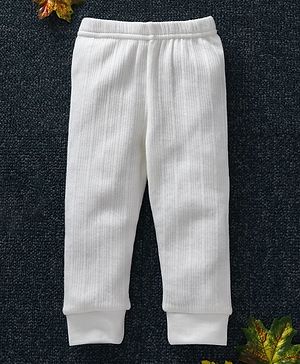 Babyhug Full Length Thermal Leggings - Off White - 5-6 YRS Off White/Cream