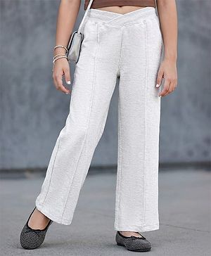 Pine Kids Cotton Knit Full Length Solid Lounge Pant - Light Grey