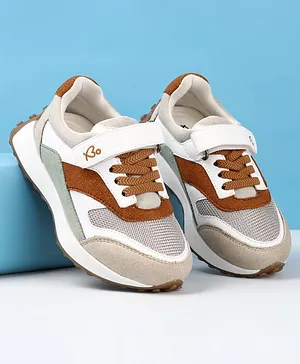 Babyoye Velcro Closure Sneakers - Brown & Grey