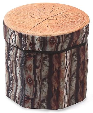 Babyhug Foldable Pouffe with Storage in Wood Theme - Brown| Multipurpose - Stool, Footstool & Storage Box for Kids