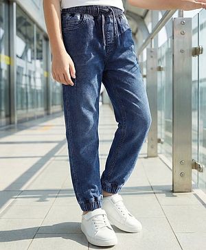 Pine Kids Denim Woven Full Length Washed Jeans - Blue