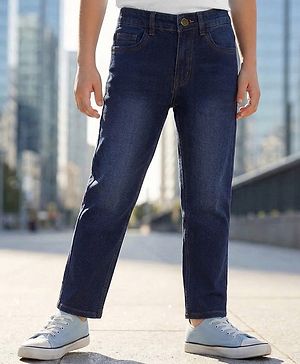 Pine Kids Denim Woven Full Length Washed Jeans - Navy Blue