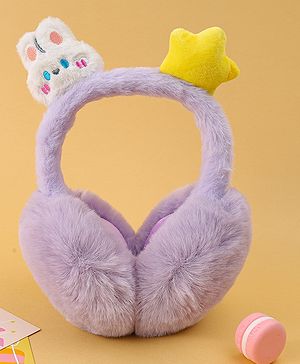 Babyhug Ear Muffs with Bunny & Star Applique - Purple