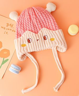 Babyhug Woollen Cap with Knot & Ear Pink - Diameter 13.5 cm