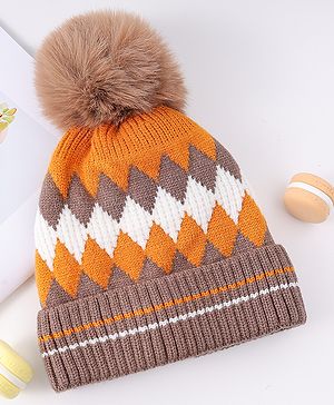 Babyhug Woollen Cap Pom Pom Khaki - Diameter 14.5 cm