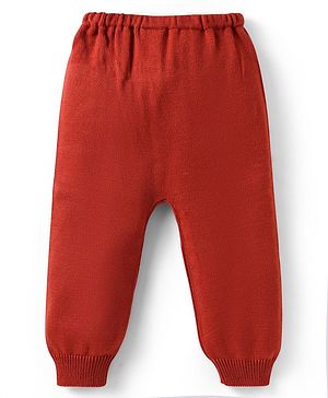 Babyhug Sweater Knit Full Length Regular Fit Solid Woollen Pant - Rust Orange