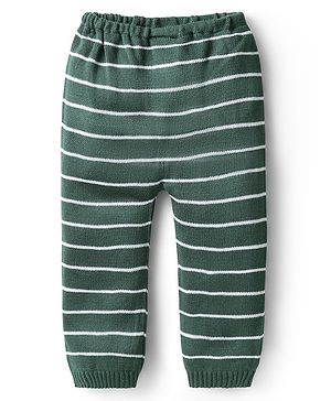 Babyhug Sweater Knit Full Length Regular Fit Striped Woollen Pant - Green