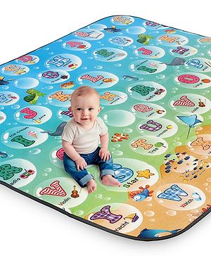 Babyhug Premium Reversible Foldable Waterproof Floor mat Thickness 8 mm Education Theme| Colorful| Learn and Play Mat| Soft Foam and Anti-Slip Mat|Baby Massage| Easy to Carry Bag| BIS Certified