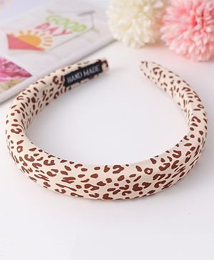 Pine Kids Free Size Hair Band with Leopard Print - Light Brown and White