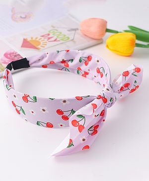Pine Kids Hair Band with Bow Applique & Cherry Print- Purple