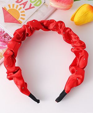Pine Kids Ruffle Detailed Stones Embellished Hair Band - Red