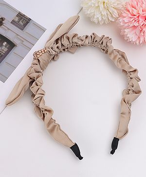 Pine Kids Ruffle Bow Applique Hair Band - Khaki