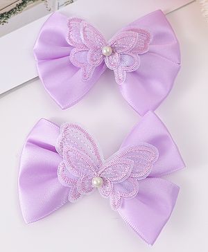 Pine Kids Bow & Butterfly Clips Pack of 2 Free Size - Lilac