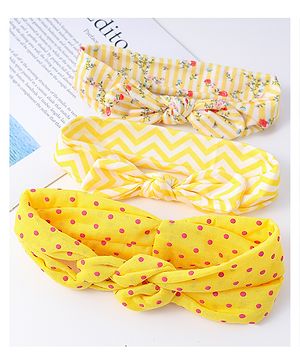 Babyhug Headbands with Knot Detailing Pack of 3 - Yellow