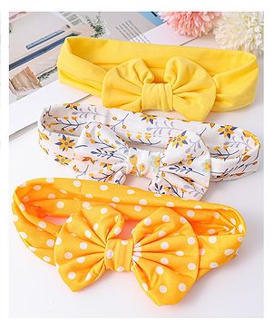 Babyhug Bow Applique Headbands Pack of 3 - Yellow & White