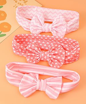 Babyhug Bow Applique Headbands Pack of 3 - Pink
