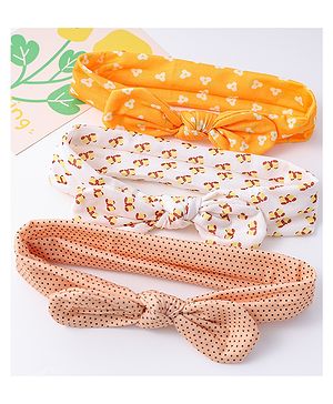 Babyhug Headbands with Knot Detailing with Floral & Polka Dots Print Pack of 3 - Multicolor