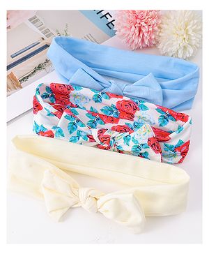 Babyhug Headbands with Knot Detailing with Floral Print Pack of 3 - Multicolor