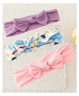 Babyhug Bow Applique Headbands Pack of 3 - Multicolor