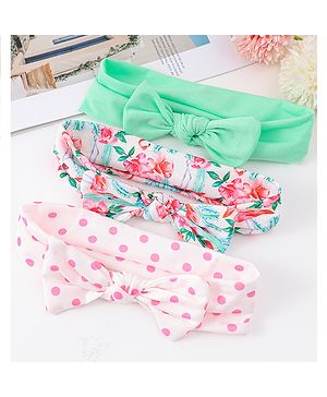 Babyhug Bow Applique Headbands Pack of 3 - Multicolor