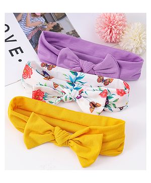 Babyhug Headbands with Knot Detailing with Floral Print Pack of 3 - Multicolor