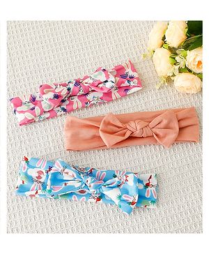 Babyhug Bow Applique Headbands Pack of 3 - Multicolor