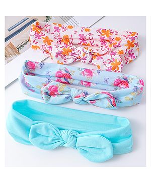 Babyhug Bow Applique Headbands Pack of 3 - Multicolor