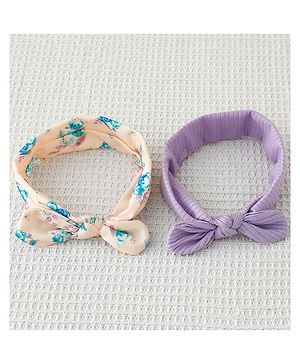 Babyhug Bow Applique Headbands Pack of 2 - Purple & Peach