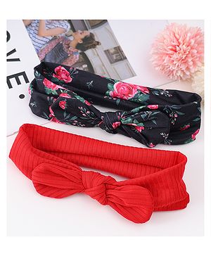 Babyhug Free Size Headbands Bow Detailing & Floral Print Pack of 2 - Red